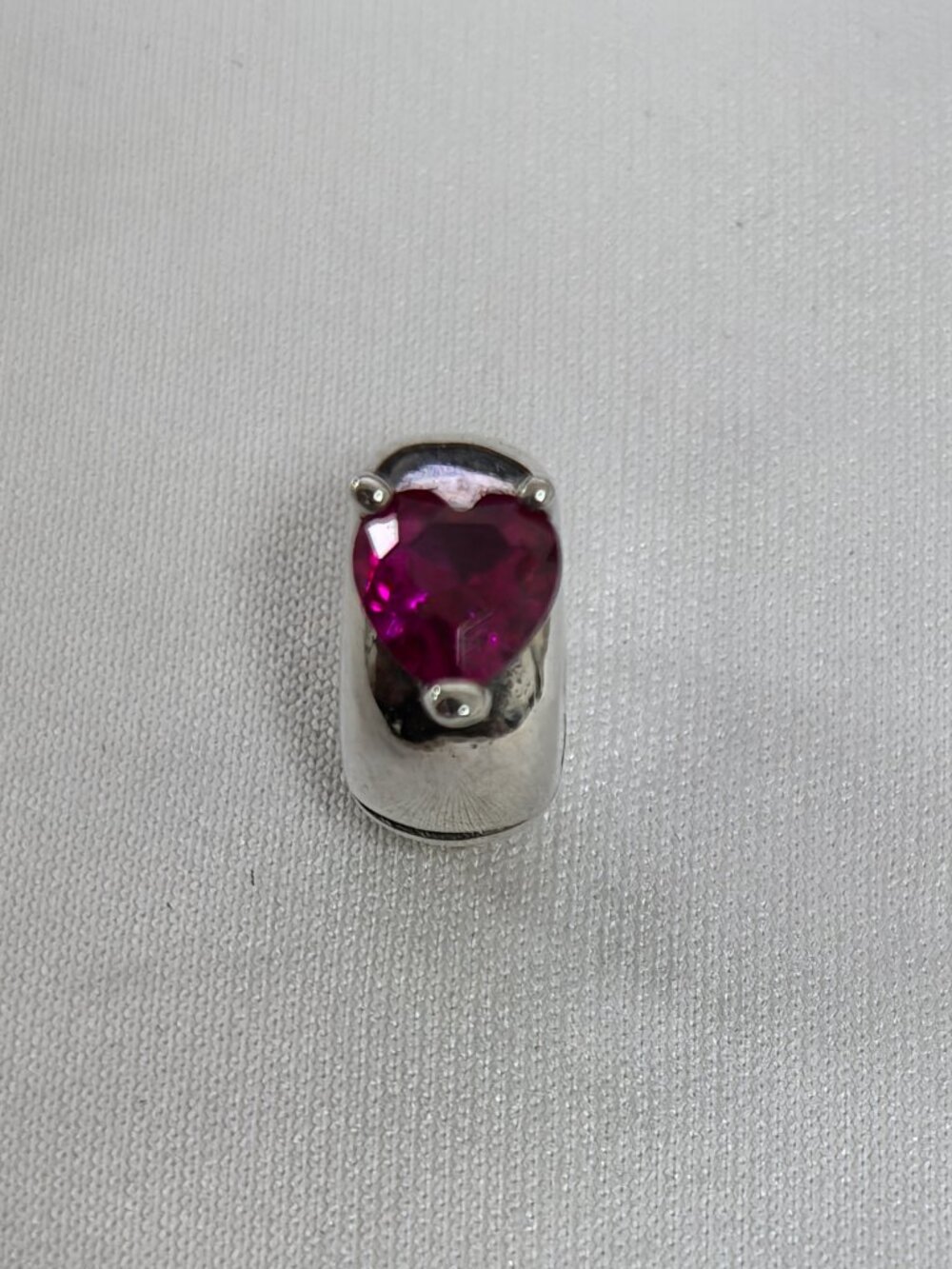Pandora Red Heart Solitaire Clip Charm, S925 Silver Jewelry